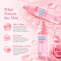 Sérum Brume Gelée de Collagène Rose PDRN OEM 100ml, Brume Visage Hydratante 2-en-1 à l'Eau de Rose pour Préparation Maquillage & Réparation de la Barrière Cutanée