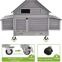 Poulailler mobile de haute qualité en bois de sapin pour l'extérieur, sur roues, avec toit en asphalte imperméable, 6 nichoirs, pour poules de jardin