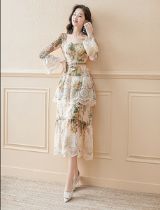 Nuevo vestido largo <span class=keywords><strong>elegante</strong></span> <span class=keywords><strong>para</strong></span> <span class=keywords><strong>mujer</strong></span>, vestido con estampado Floral de gasa, atractivo vestido ajustado de <span class=keywords><strong>pastel</strong></span> <span class=keywords><strong>para</strong></span> damas - Product Image 6