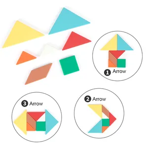 Tangram Silikon Warna-warni Kustom Tujuh Potong Teka-teki Mainan Pendidikan untuk Latihan Anak-anak DIY Bentuk Yang Berbeda