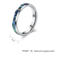 Bague de couple en acier inoxydable de haute qualité avec incrustation de coquille d'ormeau, bague de mariage empilable tendance pour hommes et femmes, à porter au quotidien