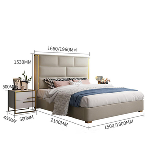 Cama King Size de Cuero Genuino Azul Montgomery de 1.8 M, Cama de Cuero Italiana Moderna de Lujo FD-007 - Product Image 4