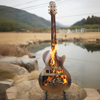 Desain Gitar Klasik Portabel Tungku Api Tanpa Asap dari Baja Tahan Karat Pembakaran Kayu untuk Luar Ruangan dengan Tas untuk Berkemah, Pesta, Teras-ZZ