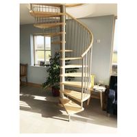 Prima Duplex Maison Escaliers en colimaçon Escalier en bois de chêne Escalier intérieur en bois Grill en acier Design Escalier en colimaçon