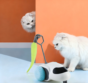 Jouet pour chat de luxe, petit, avec plumes, électrique, interactif, automatique, en forme de boule, réaliste, en taffetas, sûr - Product Image 4