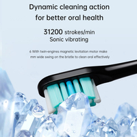 Fábrica profesional personalizada IPX7 Motor de limpieza profunda negro Sonic cepillo de dientes eléctrico cabezal de cepillo de vibración para viaje comercial