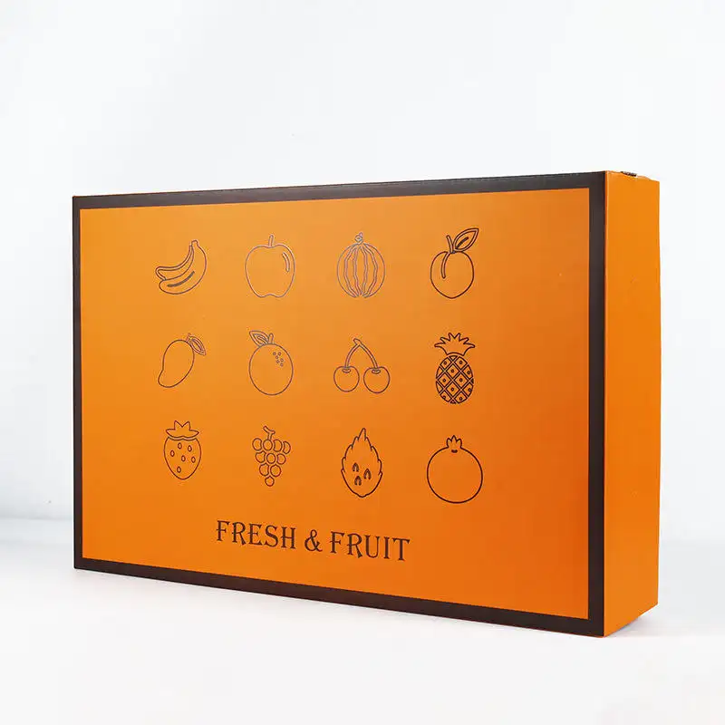 Toptan özel Logo meyve hediye kutusu tutabilir 5-8kg karışık portakal elma boş meyve el hediye kutusu