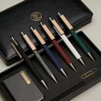Stylo à bille personnalisé avec logo, en aluminium, à clip carré, pointe de 0,5 mm, avec éléments métalliques couleur canon de fusil, pour entreprise, bureau, école
