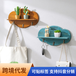 Đám mây gỗ rắn kệ lưu trữ giá, treo tường phân vùng duy nhất kệ làm bằng gỗ, giá áo bằng gỗ - Product Image 6