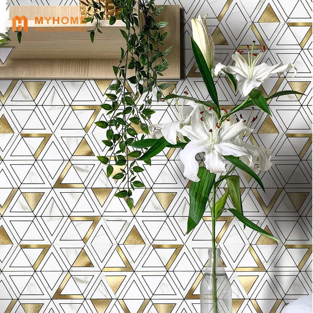 Colore bronzo esagonale in alluminio buccia e bastone mosaico mattonelle backsplash