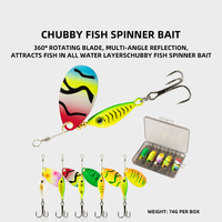 Leurre Métallique Rotatif 9g Chubby Fish avec Lames et Hameçon Triple Tranchant – 5 Couleurs – Idéal pour la Pêche au Bar, à la Truite, au Brochet et à la Perche en Eau Douce