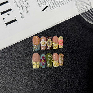Ongles artificiels à presser sur mesure, carrés, classiques, de luxe, en gel souple, avec French manucure, vente en gros - Product Image 4