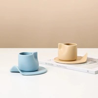 Tasse et soucoupe de thé au lait en céramique givrée mate de couleur bonbon Macaron exquise rétro simple expresso tasse à café soucoupe