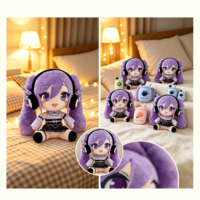 Poupée en peluche K-pop Anime JIADA, personnalisée, fille assise à queue de cheval violette, jouet en coton rembourré pour filles, cadeau d'anniversaire