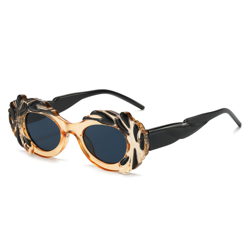 b926✨希少✨【PPFM】90s　00s　Y2K　八の字　ラムレザー　送料無料 Y2K Sunglasses - Retro Punk Oval Women's Fashion Eyewear