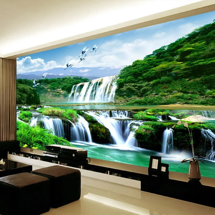 Benutzer definierte 3D Wandbilder Tapete Malerei HD Wasserfall Natur Landschaft Wohnzimmer Sofa TV Hintergrund Schlafzimmer Foto Tapete