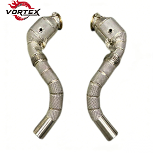 ท่อลงแคทสแตนเลส Vortex High-Flow สำหรับ BMW M550i G30 750i G12 M850i G15 N63 S68 ปี 2016–2025 พร้อมแผ่นกันความร้อน ไม่มีไฟเตือน CEL - Product Image 1