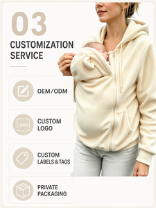 Sudadera con capucha de forro polar cremallereado con bolsillo frontal integrado para portabebés - Product Image 3