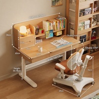 Bureau d'apprentissage ergonomique en bois écologique pour enfants, inclinable de 0 à 50°, réglage manuel de la hauteur, avec étagère et tiroir