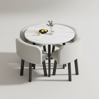 Ensemble de table de conférence carrée moderne en bambou, directement de l'usine (inclut 4 chaises, pas d'assemblage requis) pour bureaux, zones de réception, petites surfaces