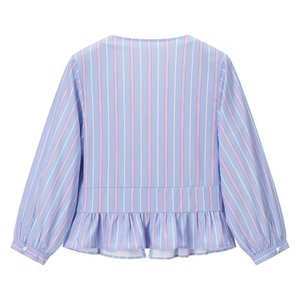 New Women's Bow-Trim Striped Shirt &amp; Striped Bow-Trim Wide-Leg <strong>Pants</strong> 2-Piece Set Sehe Fashion - Product Image 5