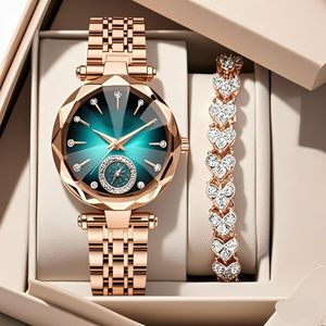 2025 orologio al quarzo semplice Casual da <span class=keywords><strong>donna</strong></span> con <span class=keywords><strong>cinturino</strong></span> in <span class=keywords><strong>acciaio</strong></span> e braccialetto di diamanti moda semplice orologio elegante per <span class=keywords><strong>donna</strong></span> - Product Image 1