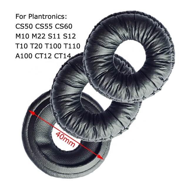 Genuine Ear Cushions for Plantronics CS50 CS55 CS60 M10 M22 S11 S12 T10 T20 T100 T110 Earpad Wrinkled Leather Cover Ear Pads