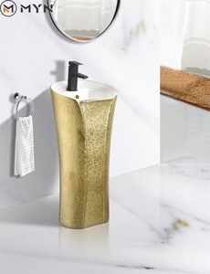 Chất lượng cao phòng tắm dính liền Vàng freestanding lưu vực gốm khách sạn sử dụng lưu vực - Product Image 6