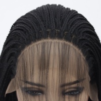 Perruque tressée sensationnel tressage humain, perruques micro tresses dentelle frontale pour femmes noires, perruque rose tressée soignée et élégante rouge supernova
