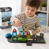 Mini Bloques de Construcción Magnéticos 3D, Juguetes de Bloques de Construcción Magnéticos de Plástico para Niños, Juego de Juguetes de Vehículos de Tráfico