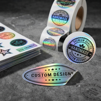 Étiquettes de produits holographiques personnalisées en rouleau, autocollants rectangulaires avec logo pour l'emballage et l'expédition des petites entreprises, sceau de marque OEM ODM