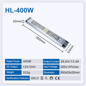 Hyrite Ecommical Aluminum <b>LED</b> Power Supply 12V <b>24V</b> AC-DC 40W 100W Super Slim Indoor Switching Single <b>LED</b> <b>Driver</b> Light SMPS - Product Image 5