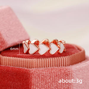 Anello smaltato a forma di cuore placcato oro rosa per donna, grazioso gioiello alla moda per tutti i giorni, regalo di San Valentino, fascia in lega E3199 - Product Image 6