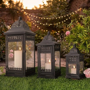 Festive Set 2 Modern Metal Rectangle Christmas Lantern Decoration Beautiful Durable Eco-Friendly Trendy Gift Festive Parties - Product Image 2