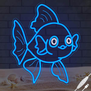 Enseignes au néon pour décoration murale, enseignes LED en forme de <span class=keywords><strong>poisson</strong></span> <span class=keywords><strong>rouge</strong></span> bleu porte-bonheur pour décoration murale, décoration de chambre à thème océanique, cadeaux de Noël - Product Image 1