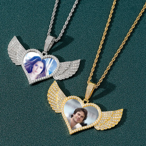 Venta al por mayor DIY creativo chapado en oro <span class=keywords><strong>corazón</strong></span> marco colgante collar personalizado foto privada conmemorativa amantes tesoro circón - Product Image 4
