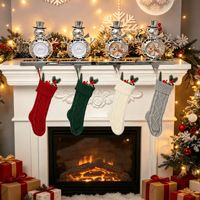 Meilleure vente transfrontalière : Grande housse de chaussette de Noël en fil tricoté à motif losanges de 46 cm, décoration de scène de Noël, cadeau