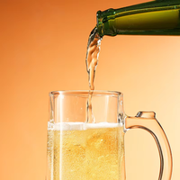 Mug à bière en verre épais transparent avec poignée, résistant à la chaleur, pour bière, café, jus - Vente en gros