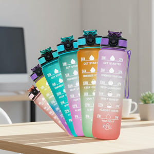<span class=keywords><strong>Bouteille</strong></span> d'eau en plastique Tritan <span class=keywords><strong>1L</strong></span> (32 oz) à large ouverture, sans BPA, anti-fuite, avec dégradé de couleurs motivant, idéale pour la gym et le sport – Nouveauté ! - Product Image 1