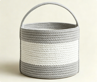 Panier de rangement en corde de coton petit panier tissé avec poignée bacs de rangement multifonctionnels pour cadeaux