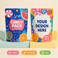 Sachets Mylar personnalisés avec logo imprimé en couleur, en plastique, à fermeture éclair mate, en aluminium, pour aliments, bonbons, snacks, 1g, 2g, 3.5g
