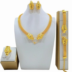 24K Gold Jewelry <b>Set</b> Necklace Earrings Ring <b>Bracelet</b> Wedding Women's Luxury Water Drop Micro Insert Fine Jewelry - Product Image 2