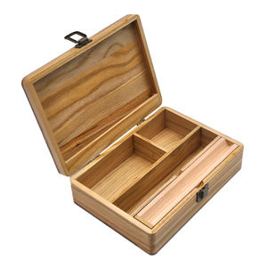 Custom Natural Bamboo Rectangular <b>Box</b> with Recyclable Glass Jar and <b>Rolling</b> Tray Tobacco Smoking Accessories Storage Container - Product Image 5