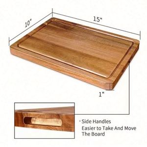 Planche à découper en bois d'acacia double face sur mesure, épaisseur 1,5 cm, écologique, 30x20cm/40x28cm, pour la découpe de viande et la charcuterie - Product Image 2
