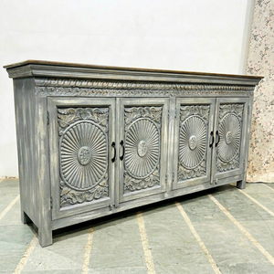 Aparador de Madera Maciza Tallada de Alta Calidad, Ecológico, Duradero, de Gran Capacidad, Estilo Moderno Indio para Sala de Estar, 5+ - Product Image 1