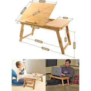 Bamboo Laptop <b>Desk</b> <b>Adjustable</b> Foldable With Drawer Bed Tray For Home <b>Office</b> Use - Product Image 4