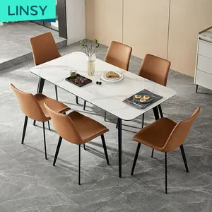 Linsy Guangdong Foshan Luxury Modern Dining Room Dining Table Set 4 6 Seater Dining Table And Chairs China Lh366R1