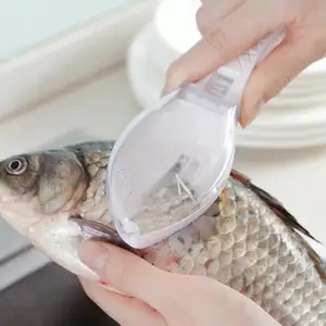 Removedor de escamas de pescado de plástico, Popular, rápido, con tapa, novedad