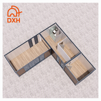 Maison préfabriquée en forme de L de luxe sur mesure à 3 chambres, en panneaux sandwich d'acier, en kit