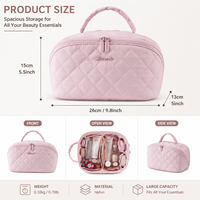 Grande trousse de toilette matelassée pour femme, organiseur de maquillage de voyage, pochette étanche avec porte-pinceaux, logo personnalisé